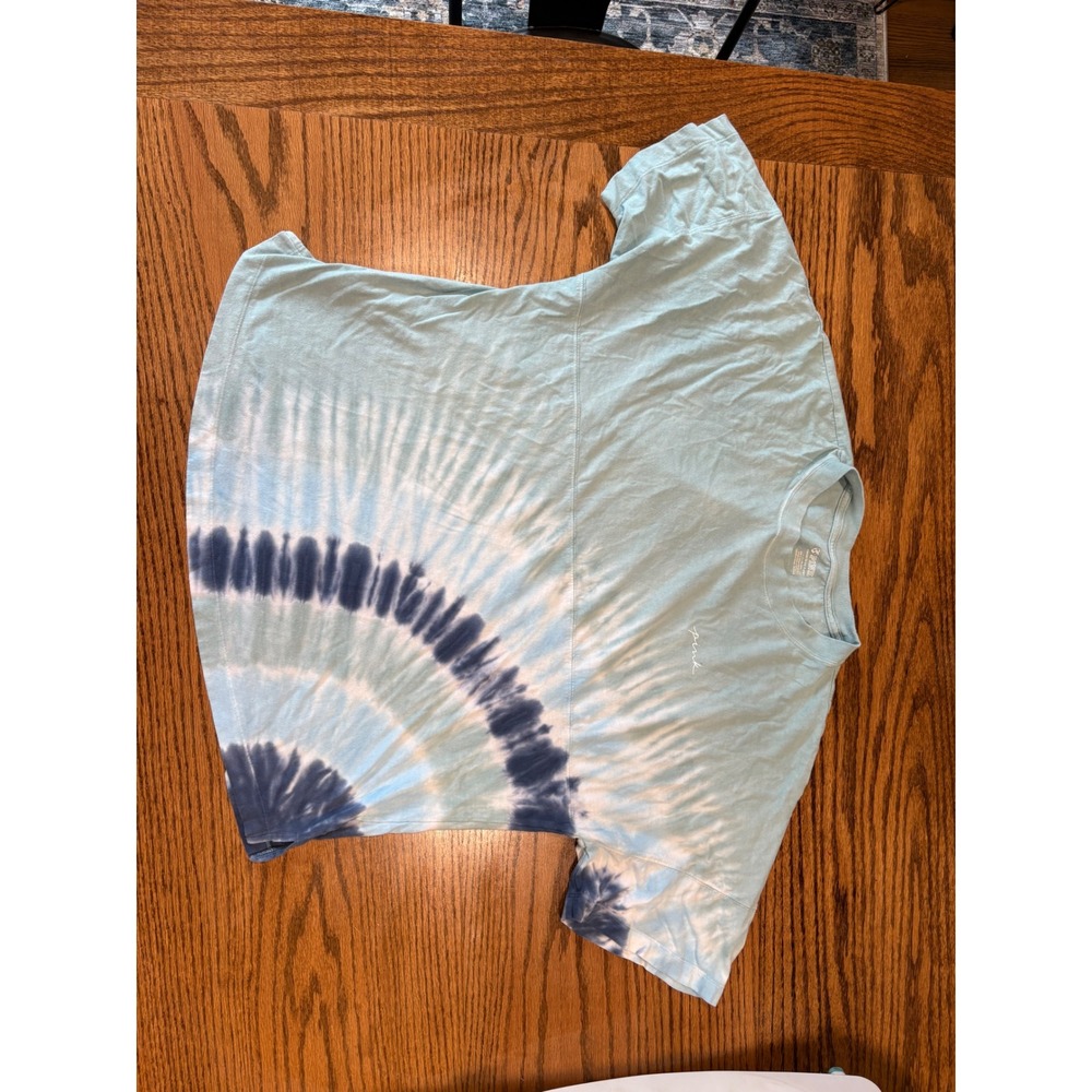 Victoria's Secret PINK Tie Dye Oversized T-Shirt Blue Love Pink Graphic Large
